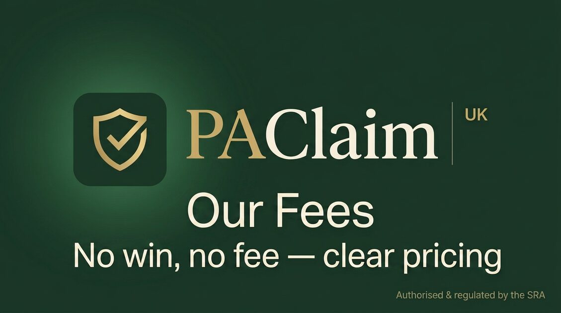 Our Fees — No Win, No Fee Pricing | PA Claim UK